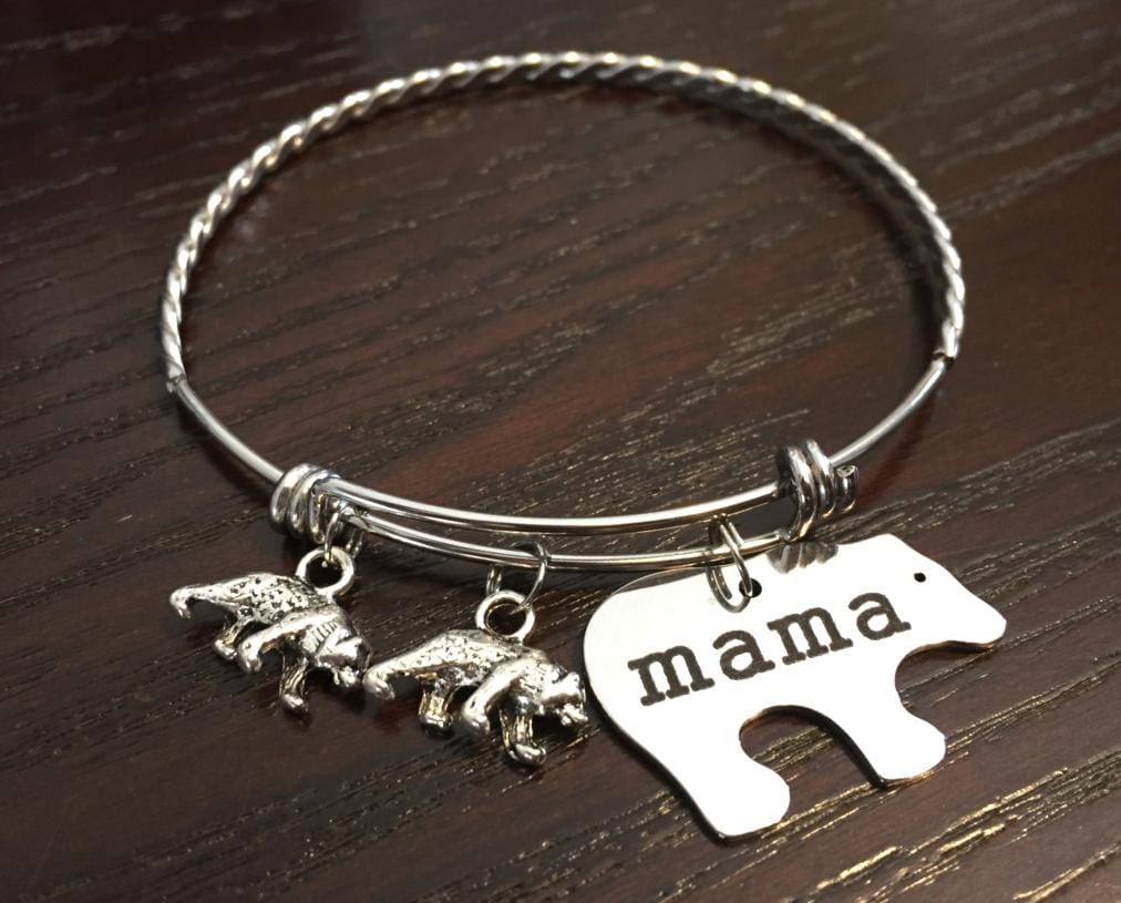 Braided Stainless Steel "Mama Bear" Bracelet