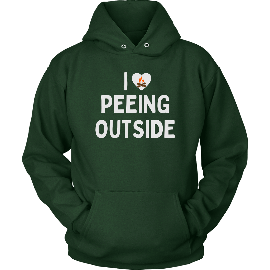 Funny "I Love Peeing Outside" Green Hoodie