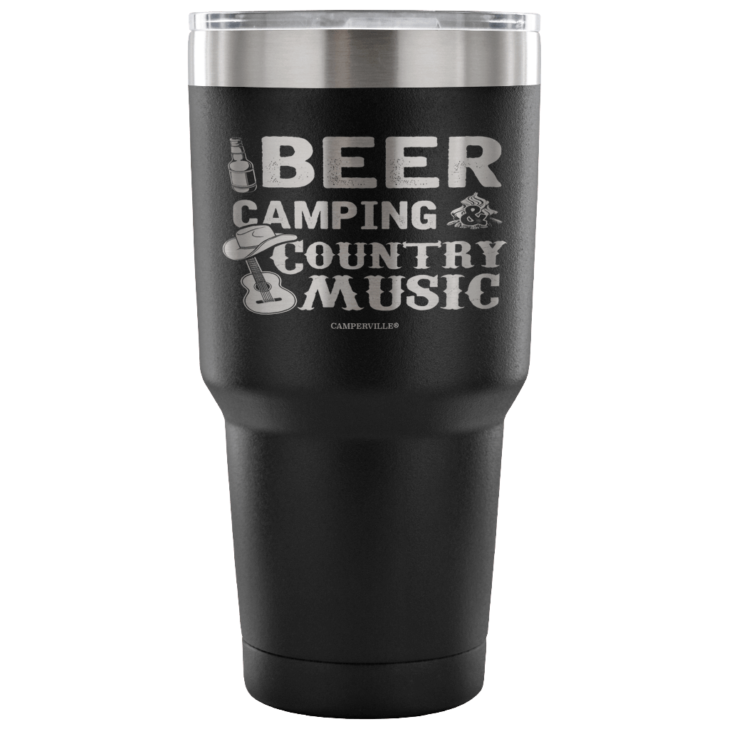 "Beer, Camping, And Country Music" - Stainless Steel Tumbler