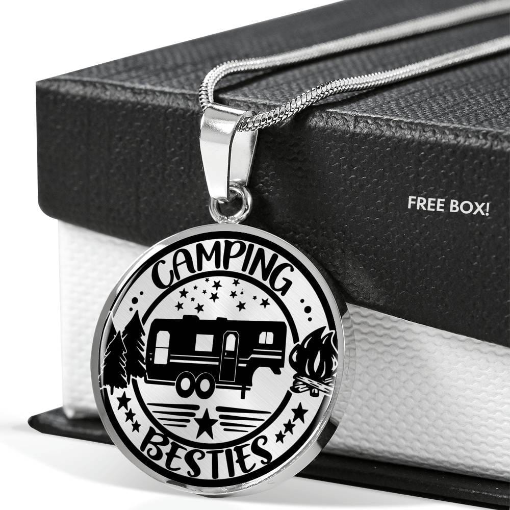 Adorable "Camping Besties" Necklace (Custom Engraving Available)
