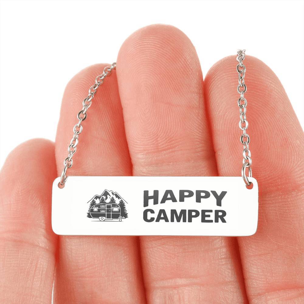 "Happy Camper" Engravable Bar Necklace