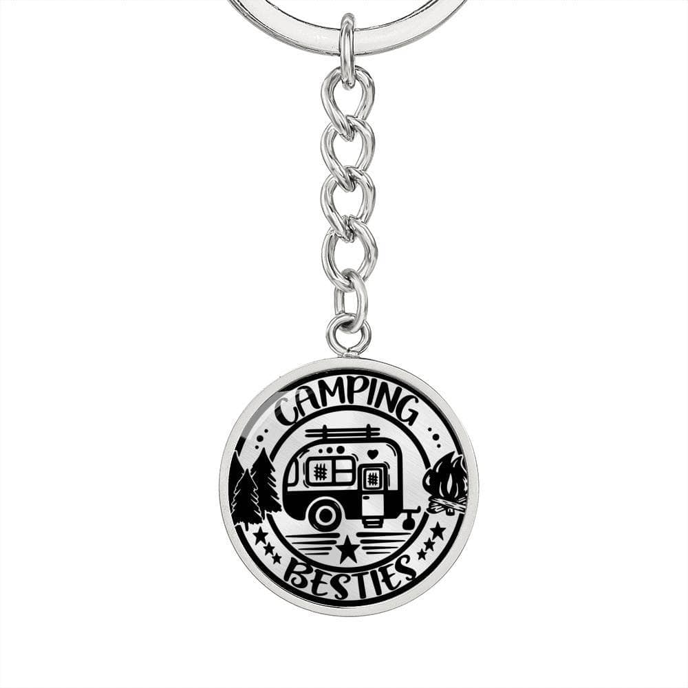 Adorable "Camping Besties" Keychain (Custom Engraving Available)