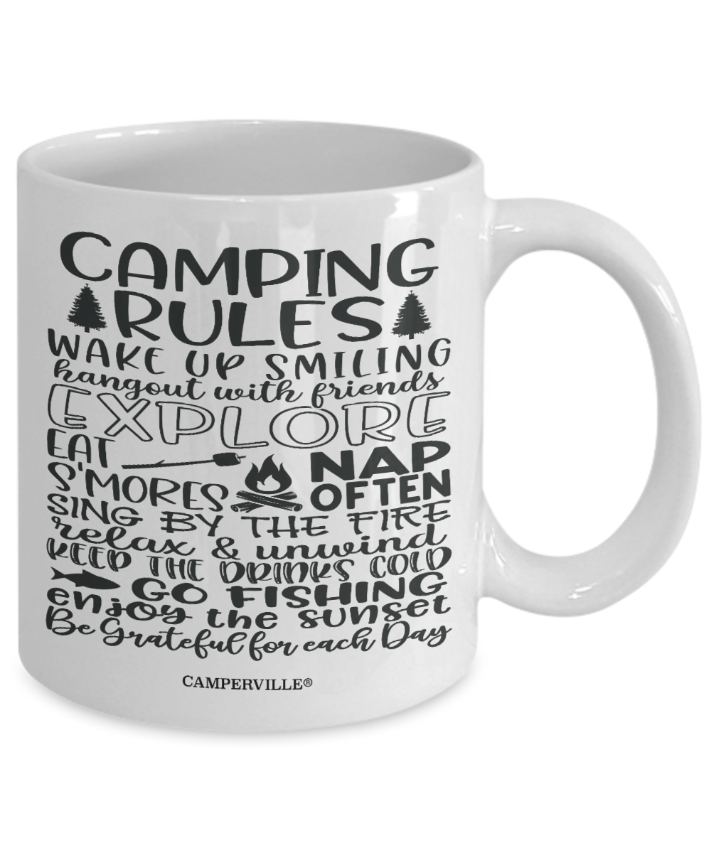 Funny "Camping Rules" Camping Coffee Mug