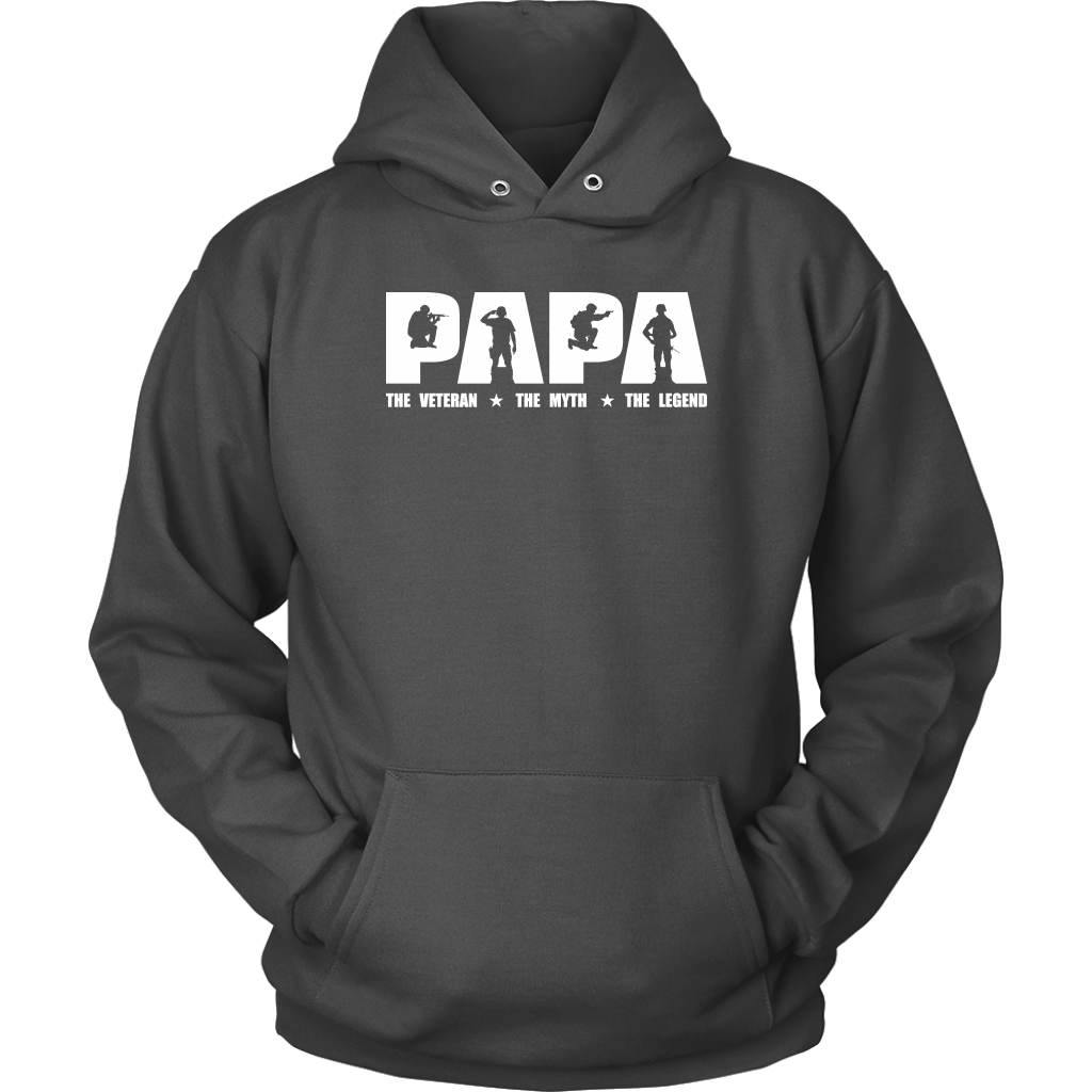 "Papa - The Veteran, The Myth, The Legend" Shirts and Hoodies