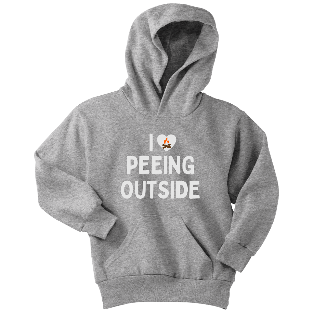 I Love Peeing Outside - Funny Kids Camping Hoodie Gray