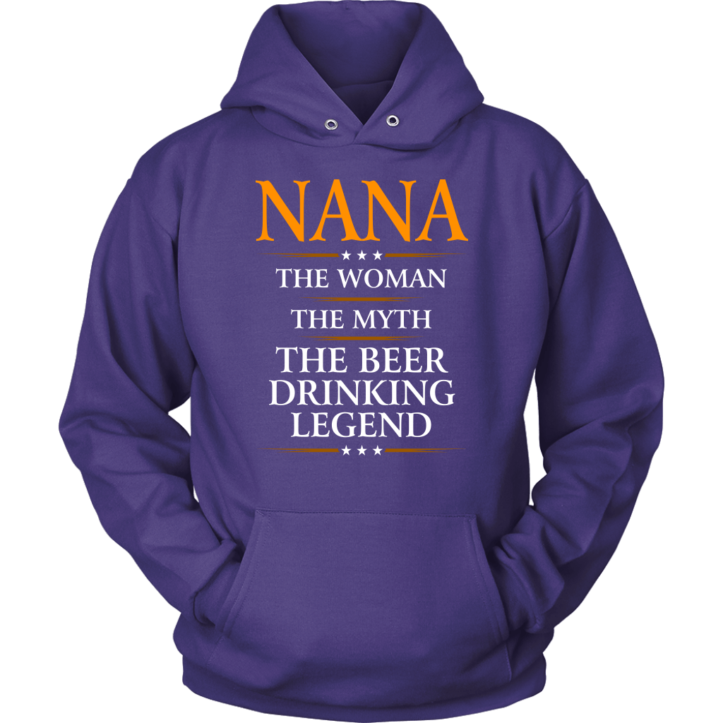 Funny "Nana The Woman, The Myth, The Beer Drinking Legend" Purple Hoodie