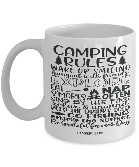 Funny "Camping Rules" Camping Coffee Mug