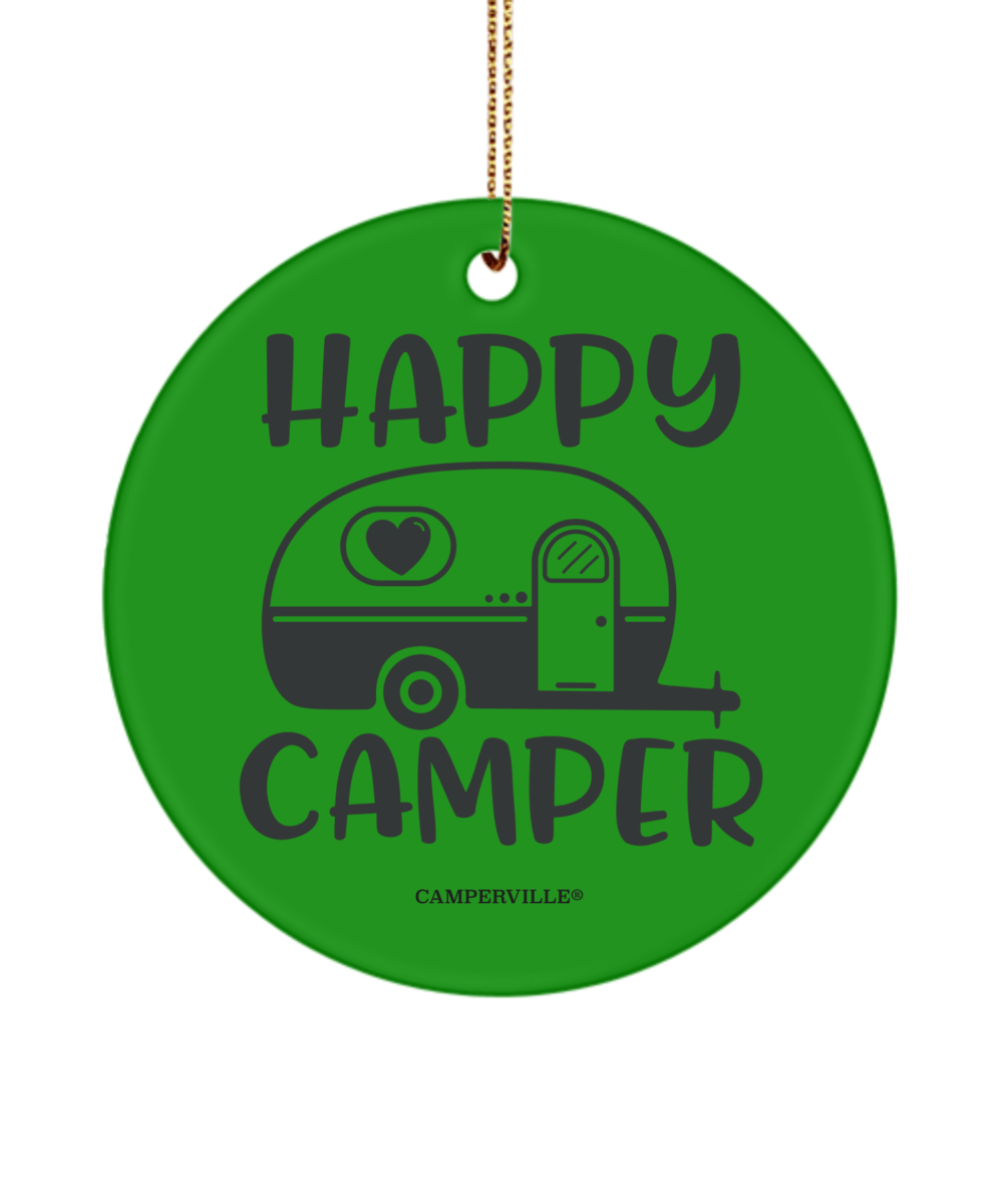 Happy Camper Camping Christmas Ornament - Light Green