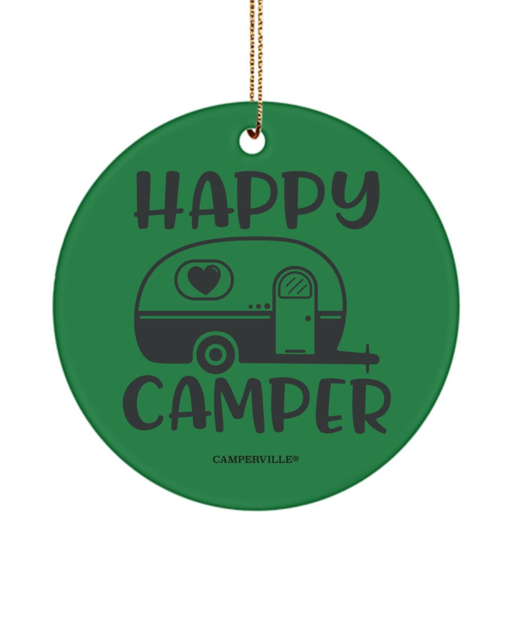 Happy Camper Camping Christmas Ornament - Green