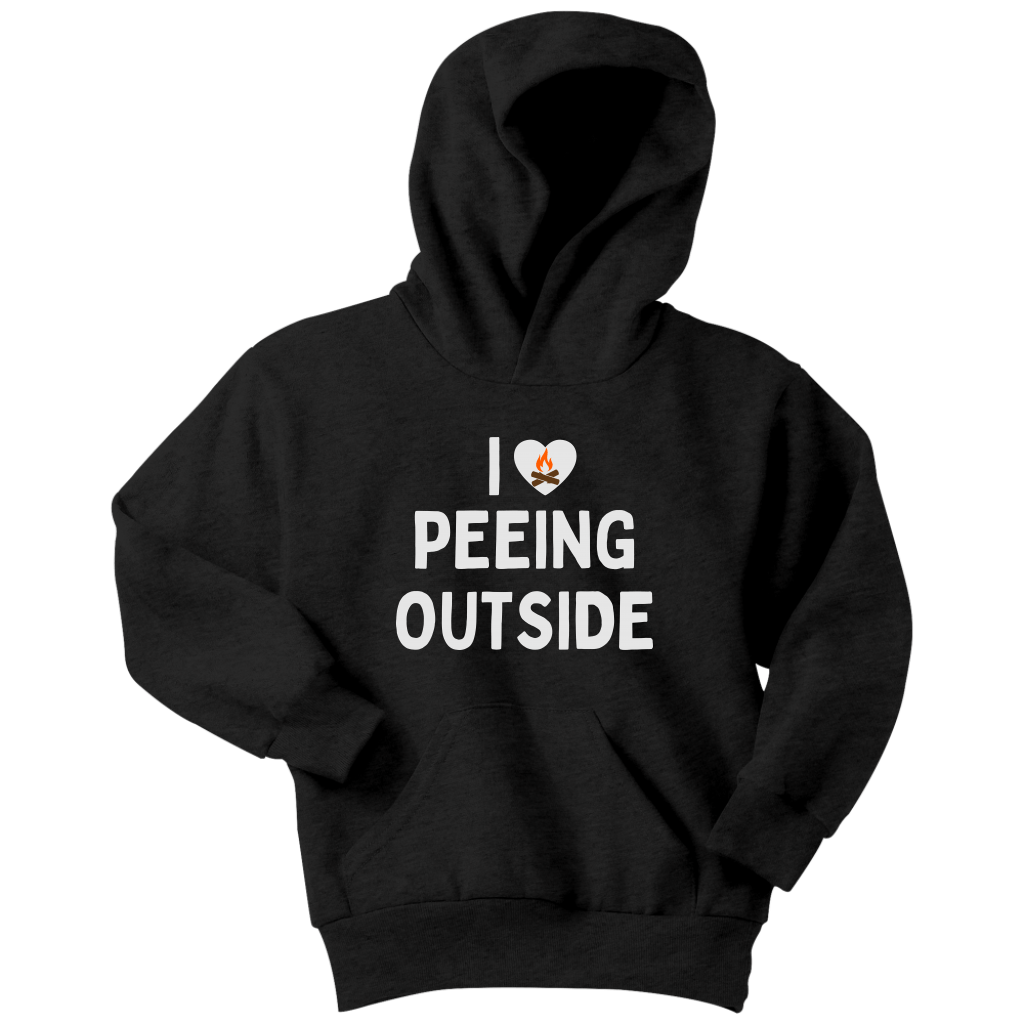 I Love Peeing Outside - Funny Kids Camping Hoodie Black