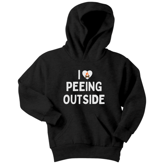 I Love Peeing Outside - Funny Kids Camping Hoodie Black