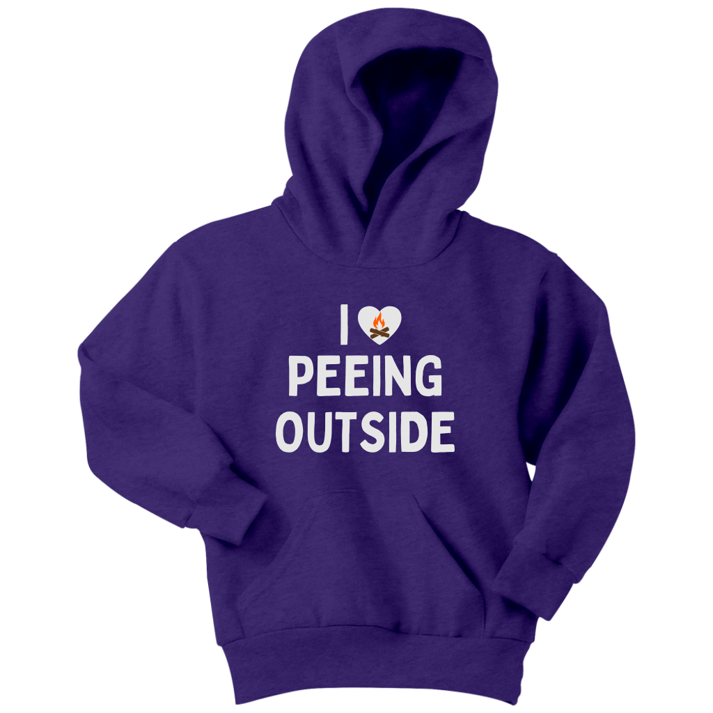 I Love Peeing Outside - Funny Kids Camping Hoodie Purple