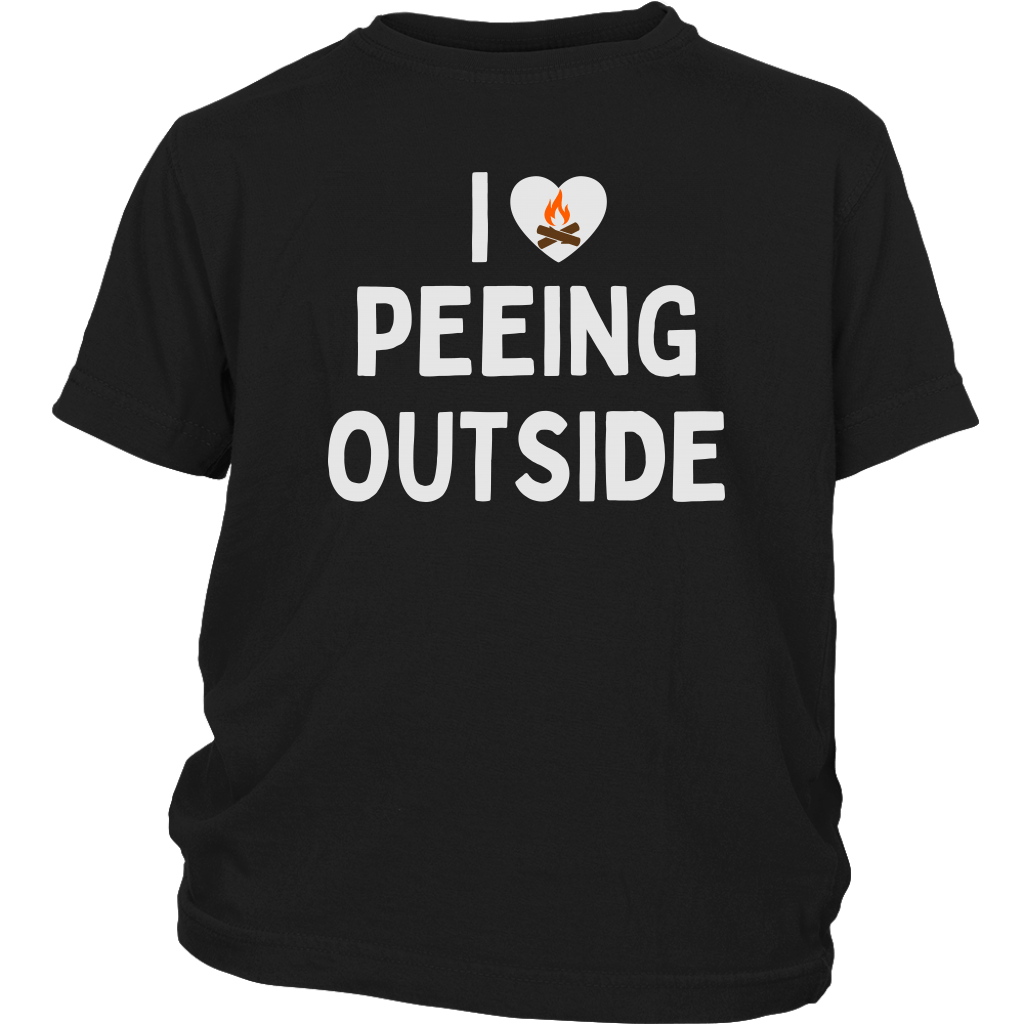 I Love Peeing Outside - Funny Kids Camping Shirt Black