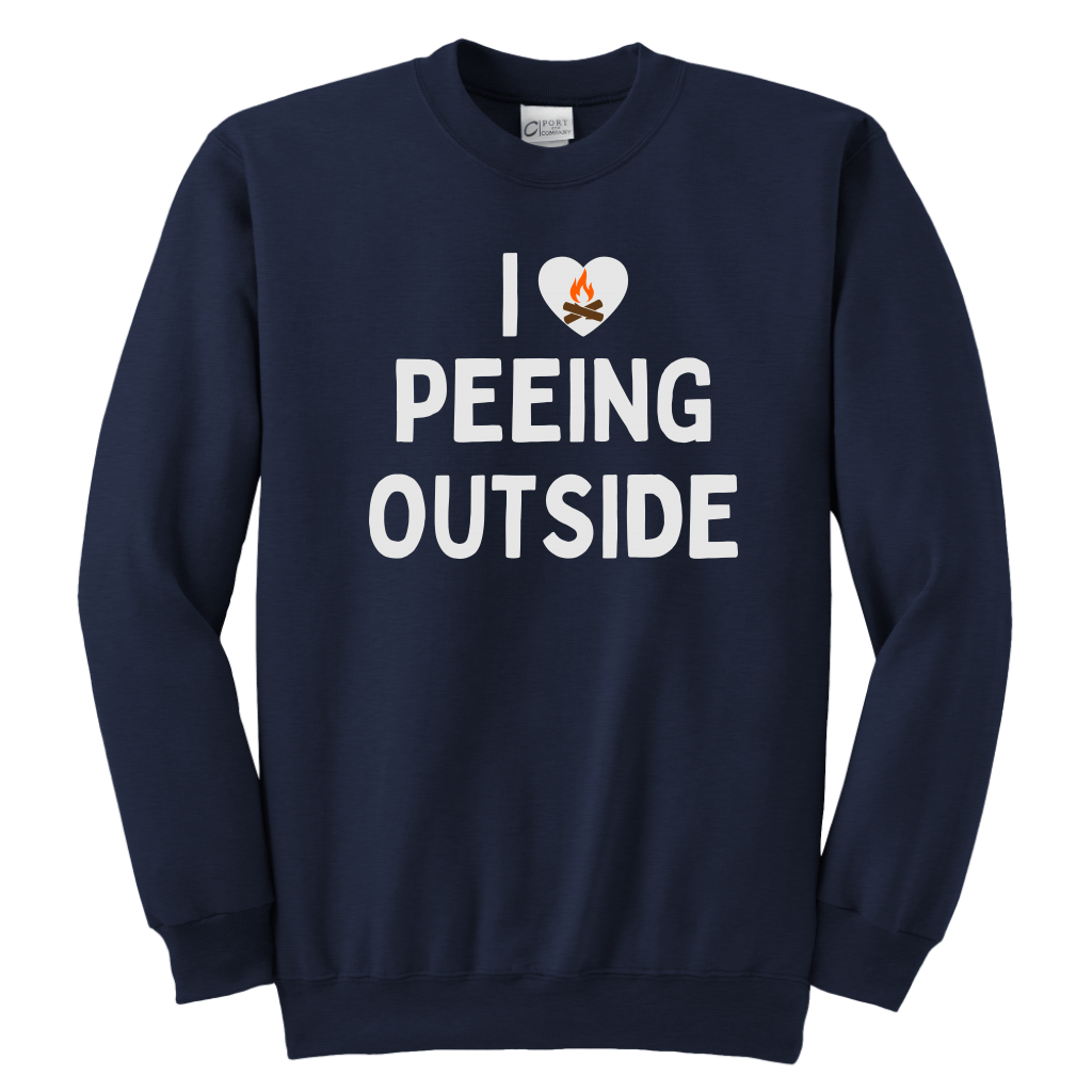 I Love Peeing Outside - Funny Kids Camping Sweatshirt Navy Blue
