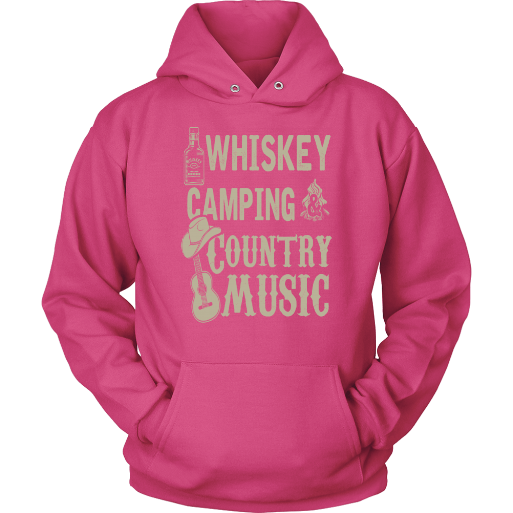 "Whiskey, Camping, and Country Music" - Shirts and Hoodies