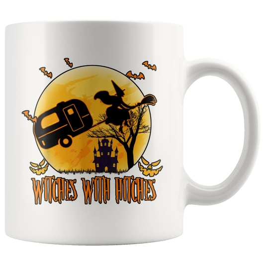 Funny "Witches With Hitches" Halloween Camping Mug